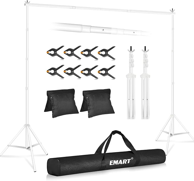 EMART Backdrop Stand 10x10ft Photo Studio Adjustable Background Stand Support