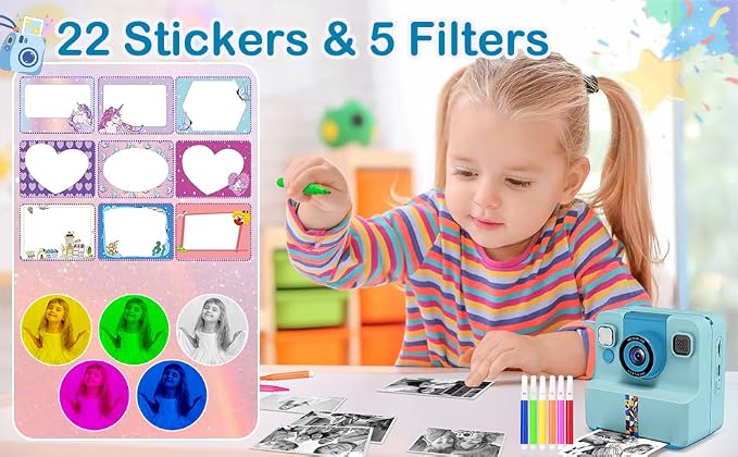 Nreonrick Kids Camera Instant Print, Selfie Toddler Digital Instant Camera