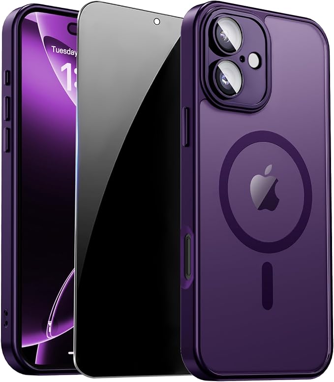 for iPhone 16 Case with Privacy Screen Protector and Camera Protection