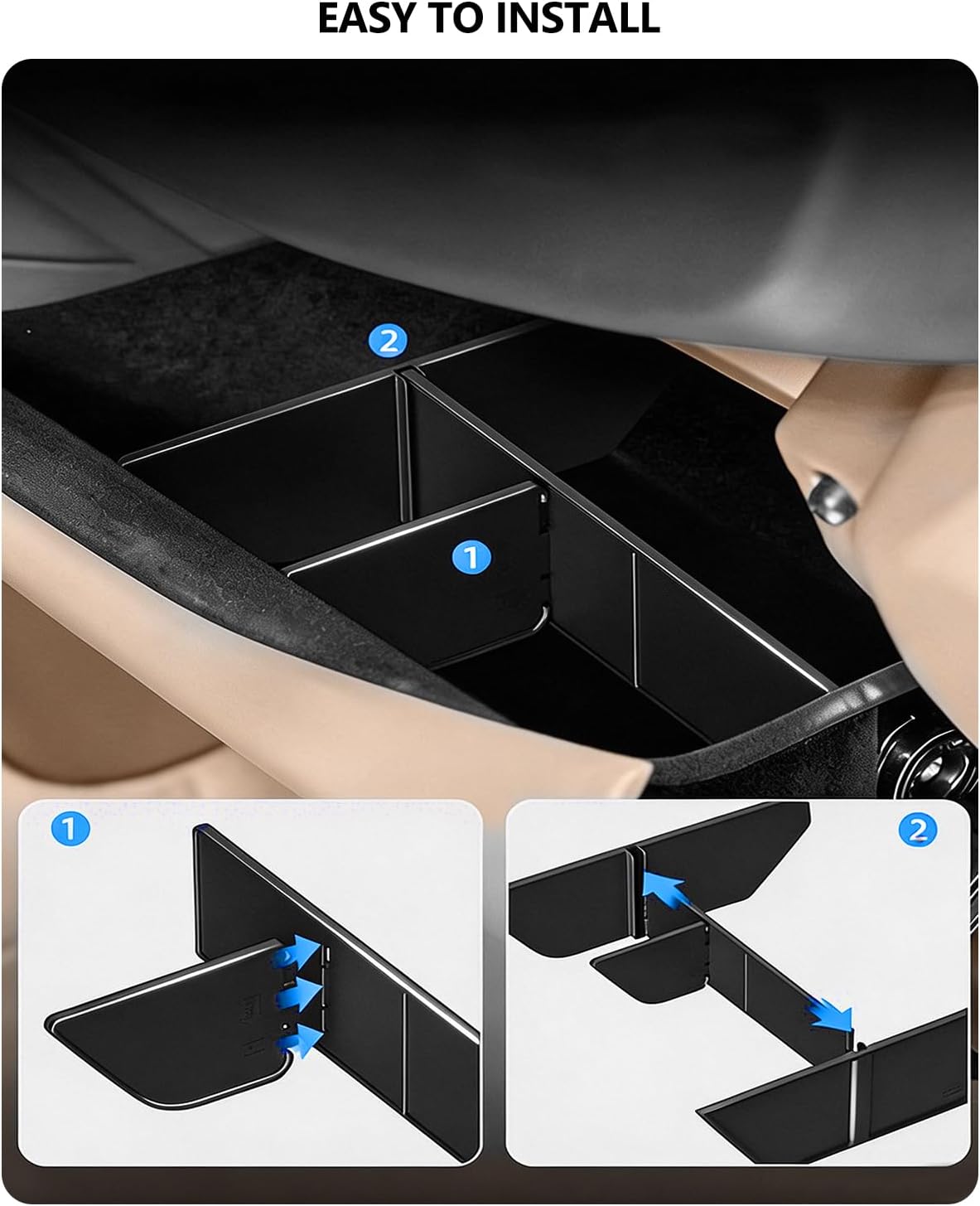for Kia EV9 Glove Box Dividers Organizer 2024-2026 Accessories Center Control Glove Partition Panel for Kia EV9 Insert Compartment Dividers Tray Sunglass Key Card Storage Solution System