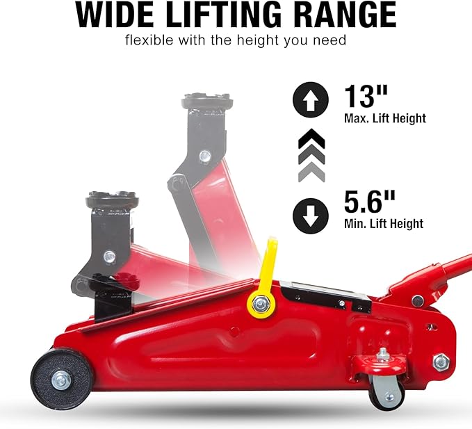 Big RED Torin Hydraulic Trolley Service/Floor Jack with Blow Mold Carrying Storage Case, 1.5 Ton (3,000 lb) Capacity, Red,TAM820014S-1