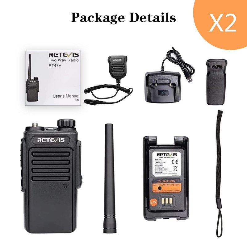 Retevis RT47V MURS Radios, 2 Way Radios with Shoulder Mic, IP67 Waterproof Walkie Talkies, Rechargeable, Walkie Talkie for Hunting, Boating, Fishing, Surfing, Camping(2 Pack)