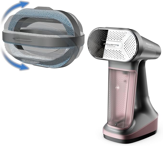 Rowenta Iron Steamer for Clothes, 3in1 Hand Held Steamers, Clothing Steamer, Ironing, Lint Remover, 7.1 Oz Tank, 1875 Watts, Auto-Off, Black & Pink, DR8865