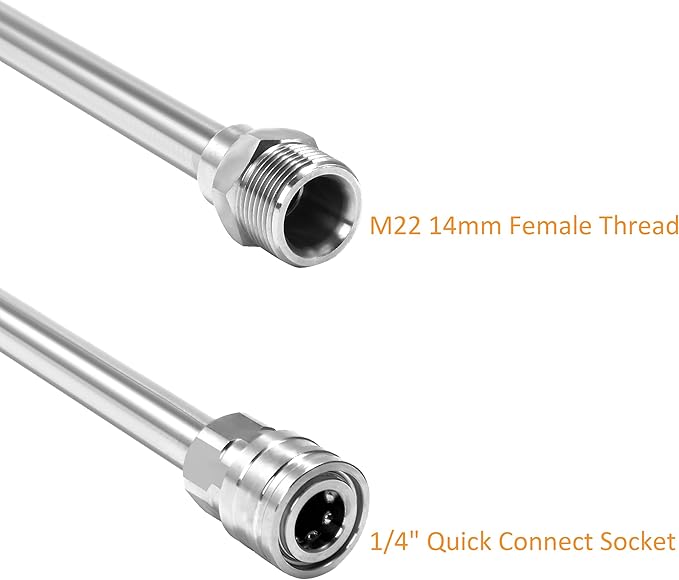 PWACCS Pressure Washer Extension Wand, Universal Lance Extension for Power Washer, Stainless Steel Replacement of Pressure Washing Extended Rod, M22 to 1/4 Inch Quick Connector