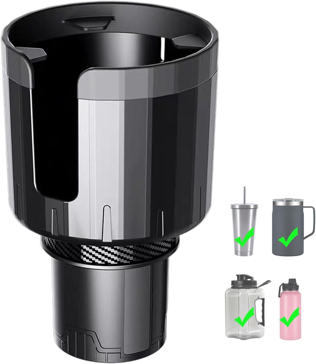 Car Cup Holder Expander with Phone Holder for Kia EV6 GT-Line EV SUV 2022-2025, Extra Wide Drink Caddy Adjustable Base for 105mm Bottles Handled Mugs,Without Phone Holder