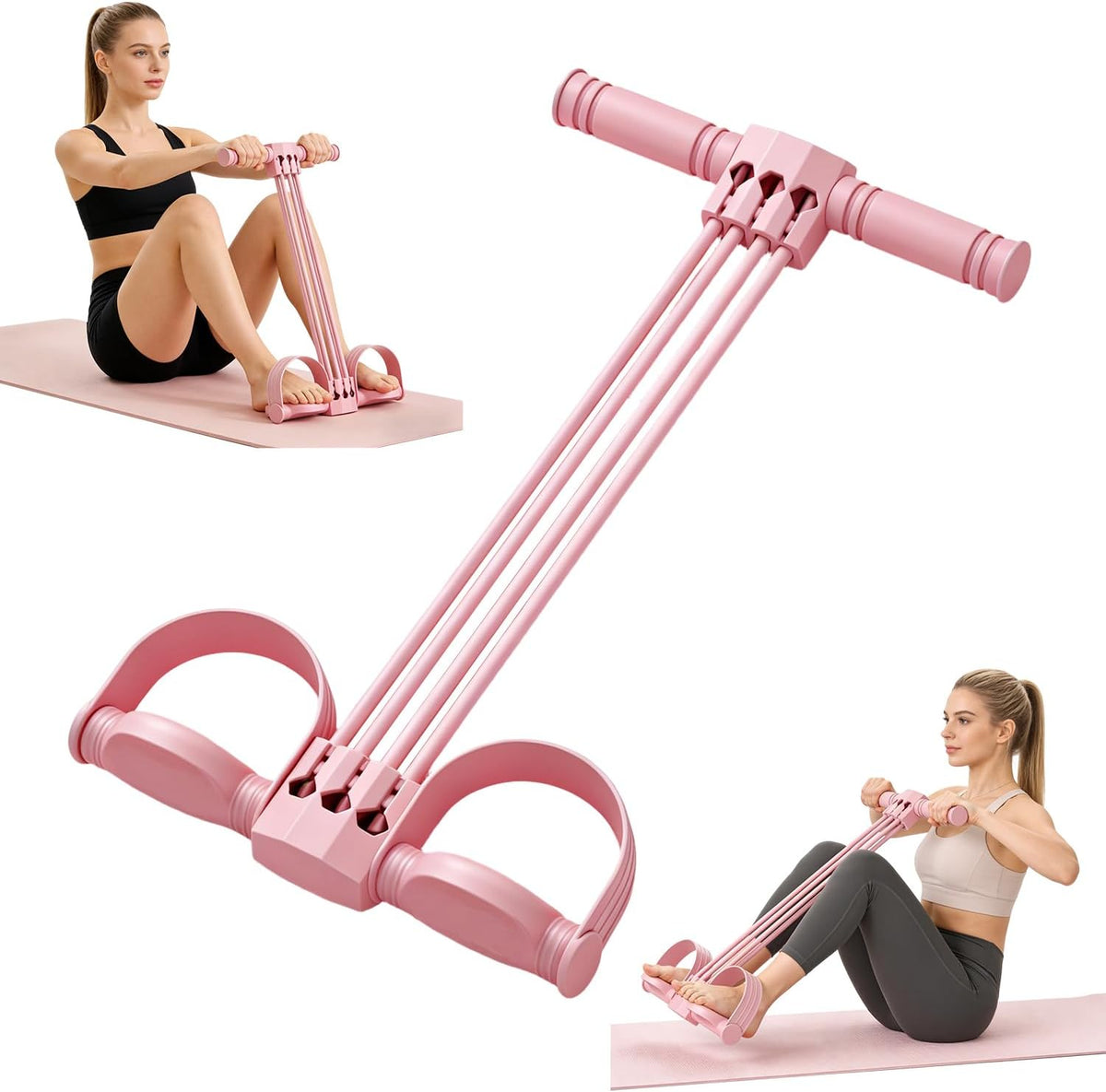 Skiennix Pedal Resistance Band - 6-Tube Elastic Yoga Bands for Abdomen, Waist, Arm & Leg Training