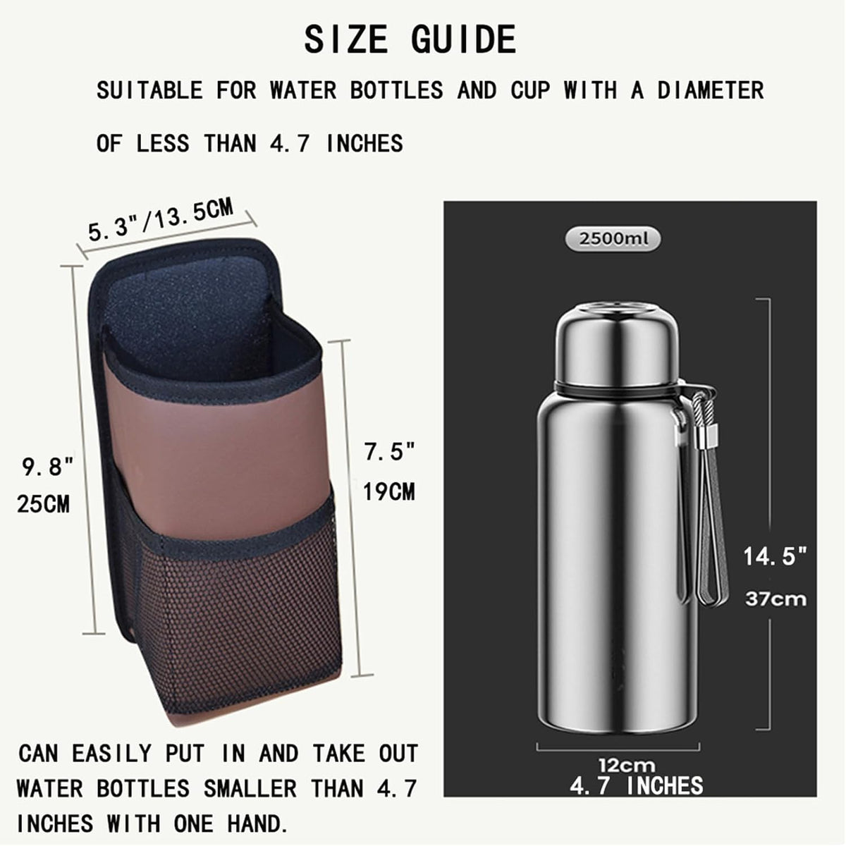 Large Car Cup Holder Expander Water Bottles, Big Drinks Holder Bag(Black)