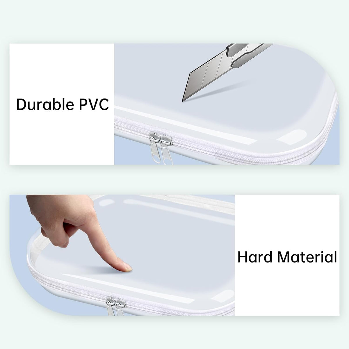 Clear Hard Shell Zipper Case,3PCS Transparent Clear Laser Zipper Pouches,Hard Side Plastic Case Set,Portable Travel Storage Organizer Bins
