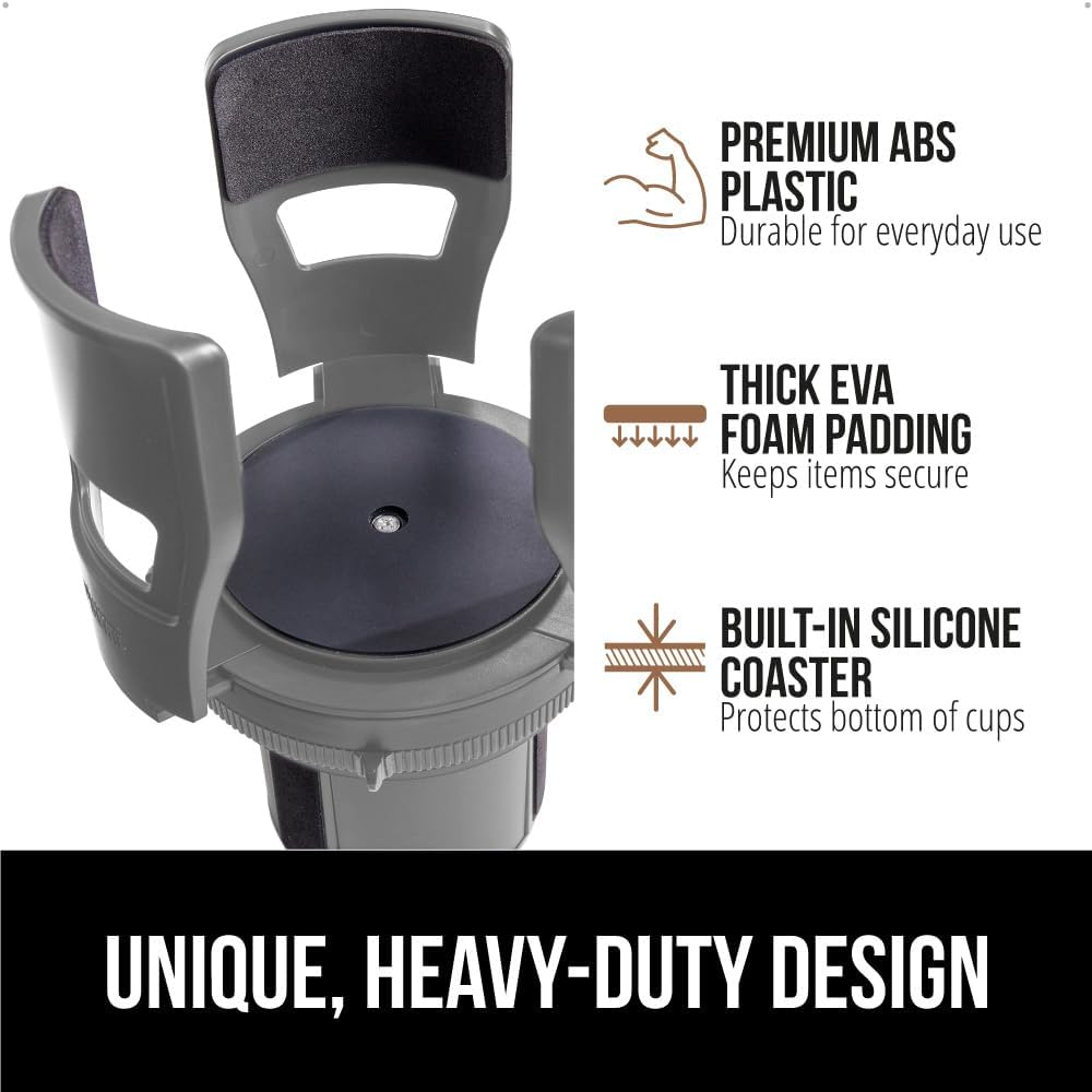 GORILLA GRIP Patent Pending Adjustable Car Cup Holder Expander, Gray