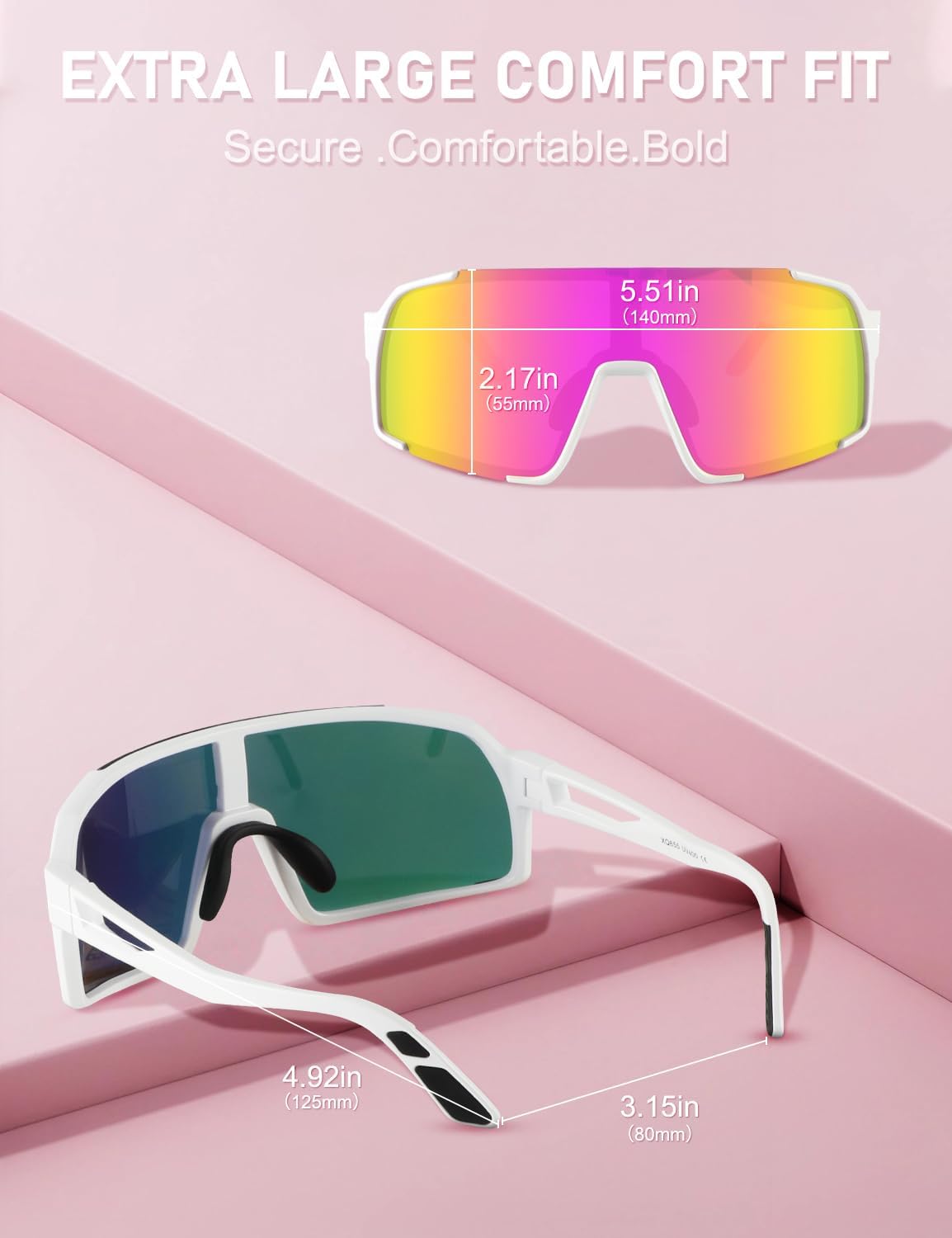 OULAIQI Sports Sunglasses - UV Protection Cycling Glasses for Men & Women | Ideal for Running, Softball, Hiking