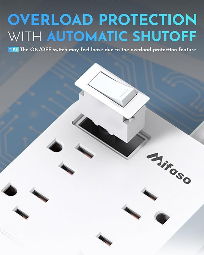15FT Extension Cord, Flat Plug Power Strip with USB C, 4 Outlets with 4 USB Ports, Wall Mount, Overload Protection, Desk Charging Station for Office, School, Dorm Room Essentials, ETL Listed