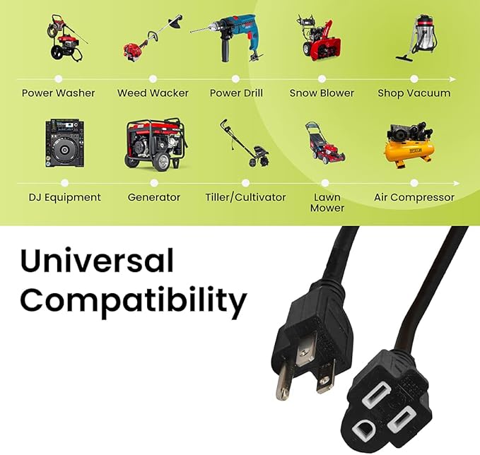 Go Green Power Inc. (GG-14000BK) 12/3 SJTW Outdoor Extension Cord, Black, 100 ft
