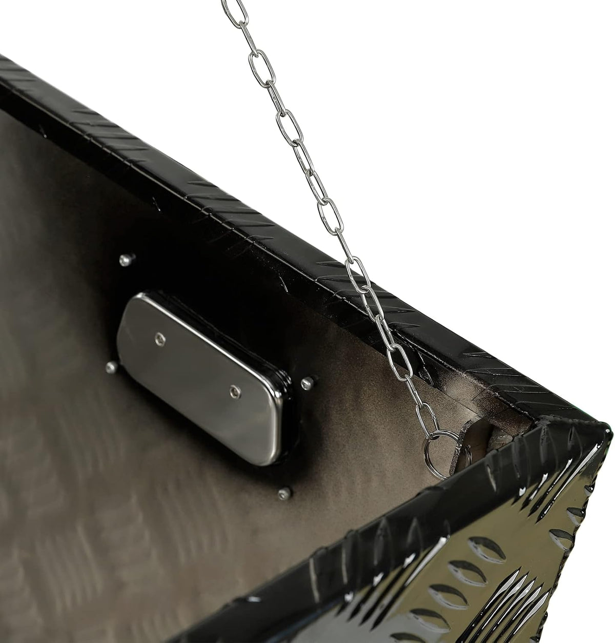 48"X15"X15" Black Aluminum 5 Bar Tread Truck Tool Box Storage Underbody Trailer Tongue Box with Lock and Key