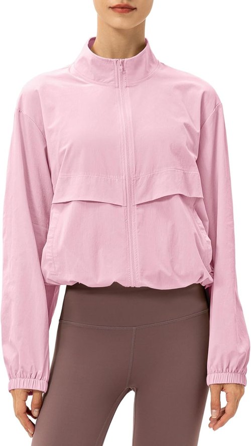 Locachy Women's Athletic Jacket - Lightweight Zip-Up, Windproof & Sun Protection | Ideal for Outdoor Workouts