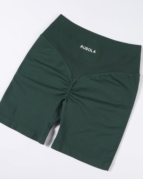 AUROLA Workout Shorts for Women - High Waisted V-Shape Seam | Embossed Logo Athletic Fitness Shorts