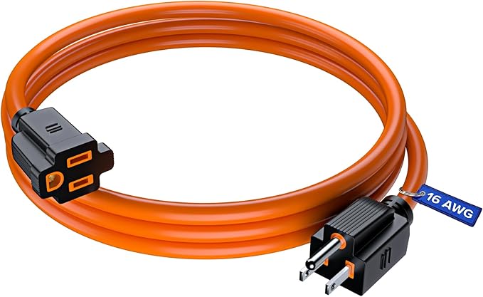 Maximm Extension Cord 3 Ft Orange Power Cords Indoor 16 Gauge Wire SJTW Heavy Duty ETL Listed (3Ft, Orange)