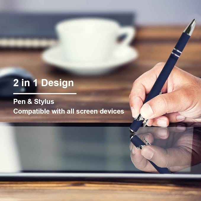Oddmoal Ballpoint Pen with Stylus Tip, Soft Touch Click Metal Pen, 1.0mm Medium