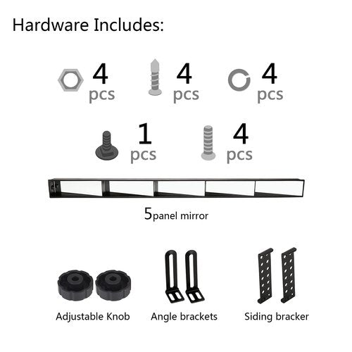 10L0L Universal Golf Cart 5 Panel Mirror for EZGO, Club Car, Wide Angle Rear View Blind Spot Wink Mirror, Compatible with Car SUV Van Truck, etc