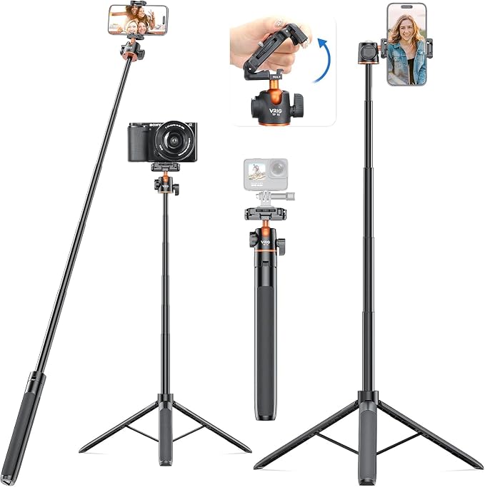VRIG TP16 Camera Tripod, 5 Levels Adjustment 360° Ball Head Loads Up