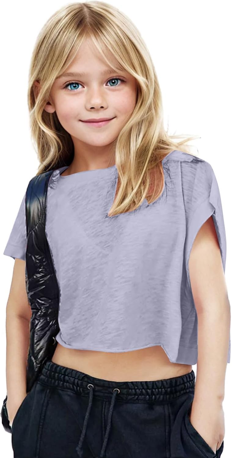 Skiennix Summer Tops for Kids - Fashionable Round Neck Short Sleeve Tees | Cute Casual Backless Design