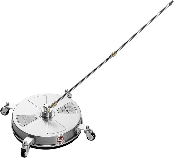VEVOR 16.5 Inch Pressure Washer Surface Cleaner, 4000 PSI Stainless Steel Attachment with 4 Wheels, 2 Nozzles, 1/4 Inch Quick Connect and 2 Wands for Concrete, Patio, Deck