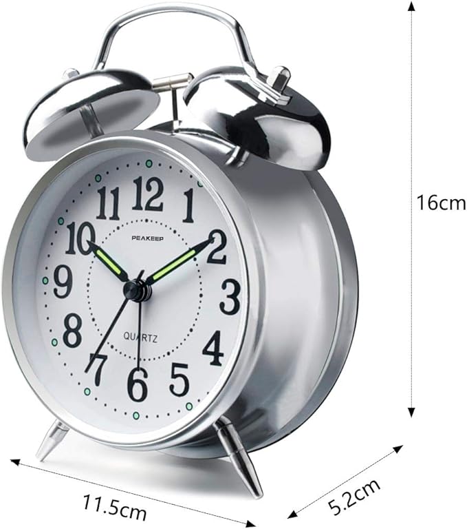 Peakeep 4 inches Twin Bell Loud Alarm Clock