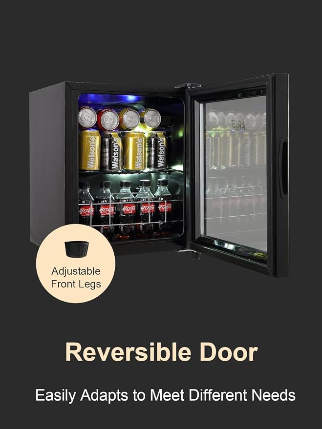 Beverage Refrigerator 75 Can Freestanding Beverage Cooler Black | Adjustable Shelving Glass Door ,for Beer Soda or Wine Perfect for Home Office or Bar