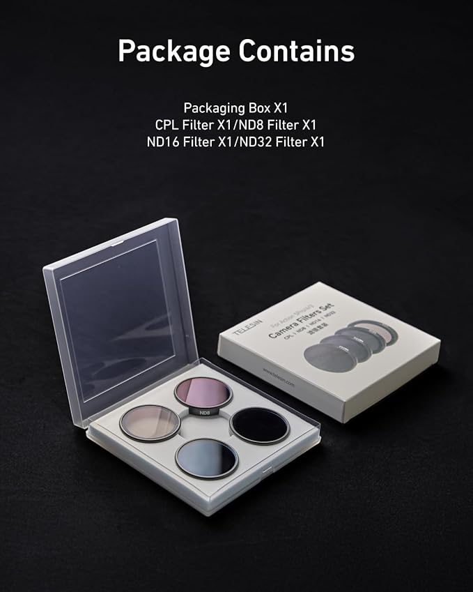 TELESIN CPL ND Filter Set for DJI Action 5 Pro/4/3, Xtra Edge & Xtra Edge Pro