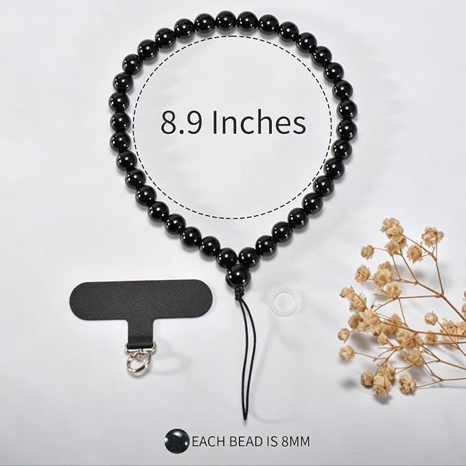 Agate Beaded Phone Wrist Strap for Women Men Stone Beads Charm Handmade