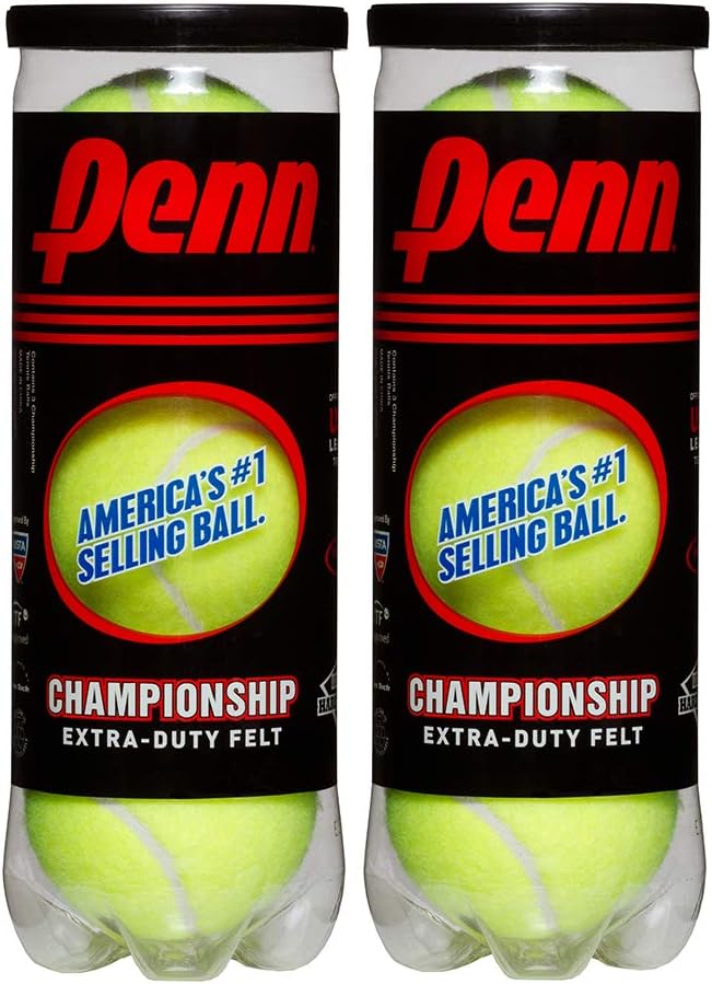 Penn Championship Tennis Balls - Extra Duty Felt Pressurized - 2 Cans (6 Balls Total)