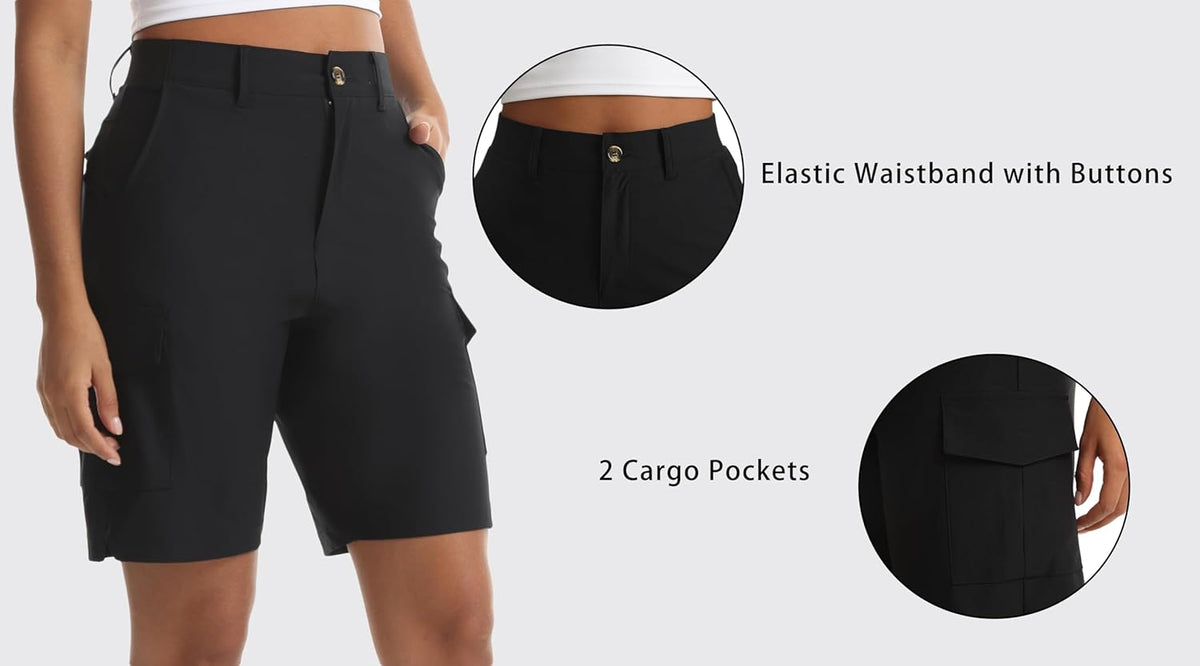 Skiennix Women's Lightweight Hiking Shorts - Comfortable Cargo Design with Pockets for Outdoor Activities