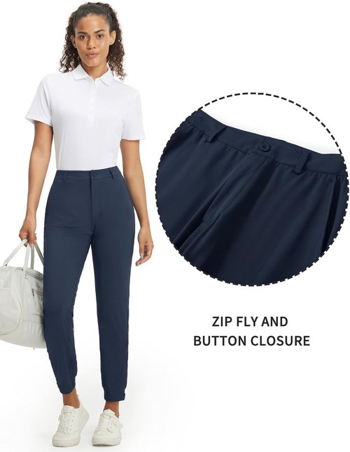 M MAELREG Women's Golf Pants - Lightweight Quick-Dry Joggers with 4 Pockets | Ankle Zip Design