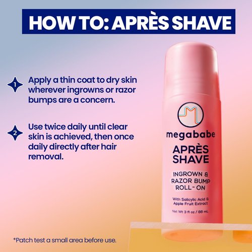 Megababe Après Shave Roll-On Treatment - Post-Shave & Waxing Care for Ingrown Hairs | 3.0 fl oz