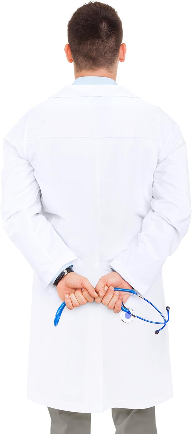 NY Threads Professional White Lab Coat - Long Sleeve Medical Coat for Men | Durable & Stylish