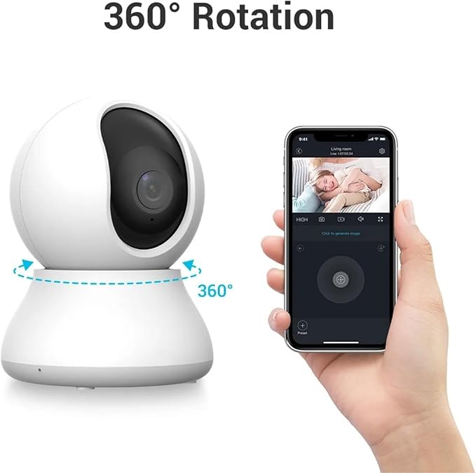2.4G WiFi Indoor Camera 2K 3MP 360° PTZ Pet Dog IP CCTV Camera with Phone App 2-Way Talk Night Vision for Home Securi(US Plug)