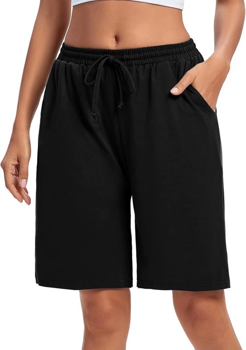 ASIMOON Women's Bermuda Shorts - Casual Loose Athletic Shorts with Pockets | Perfect for Yoga & Running