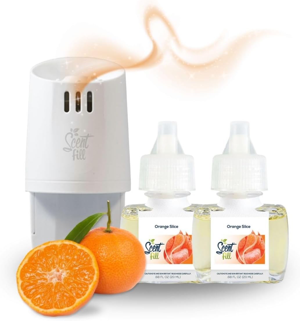 Scent Fill Orange Slice Plug in Air Freshener, Scented Oil Refills, 2 Refills + Diffuser