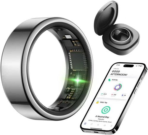 KIRAMA Smart Health Ring - Fitness Tracker with Heart Rate Monitor & Sleep Support | Ultra-Thin Design (Silver, Size 7)