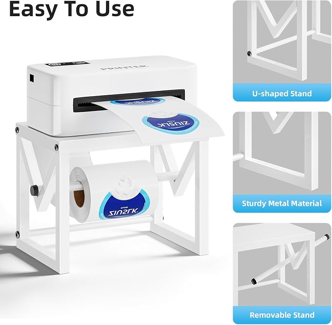 Marbrasse Label Holder for Rolls and Fanfold Labels, Metal Label Printer Holder