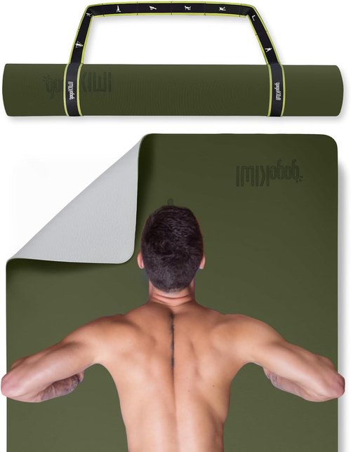 Gogokiwi Extra Wide Yoga Mat - Non-Slip Fitness Mat with Alignment Marks | 72"L x 36"W for Yoga & Pilates