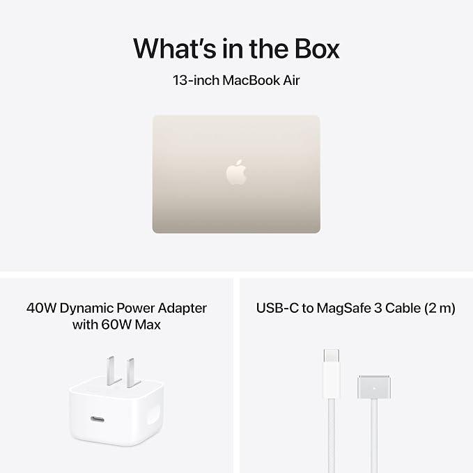 Apple 2026 MacBook Air 13-inch Laptop with M5 chip: Built for AI, 13.6-inch Display, 24GB Unified Memory, 1TB SSD, 12MP Center Stage Camera, Touch ID, Wi-Fi 7; Starlight with AppleCare+ (3 years)