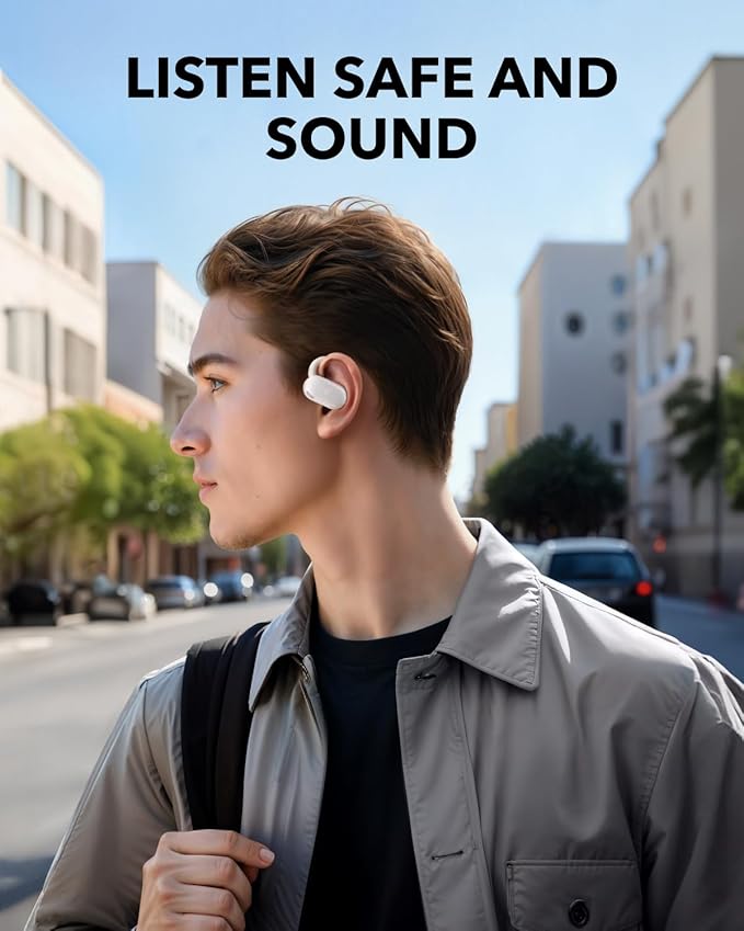 Soundcore V20i by Anker Open Ear Earbuds, Open Ear Headphones True Wireless | Adjustable Hooks, Ultra-Comfort, Snug Fit, Power Sound, Clear Calls, IP55, 36H Playtime, Bluetooth 5.4, Multipoint Connection