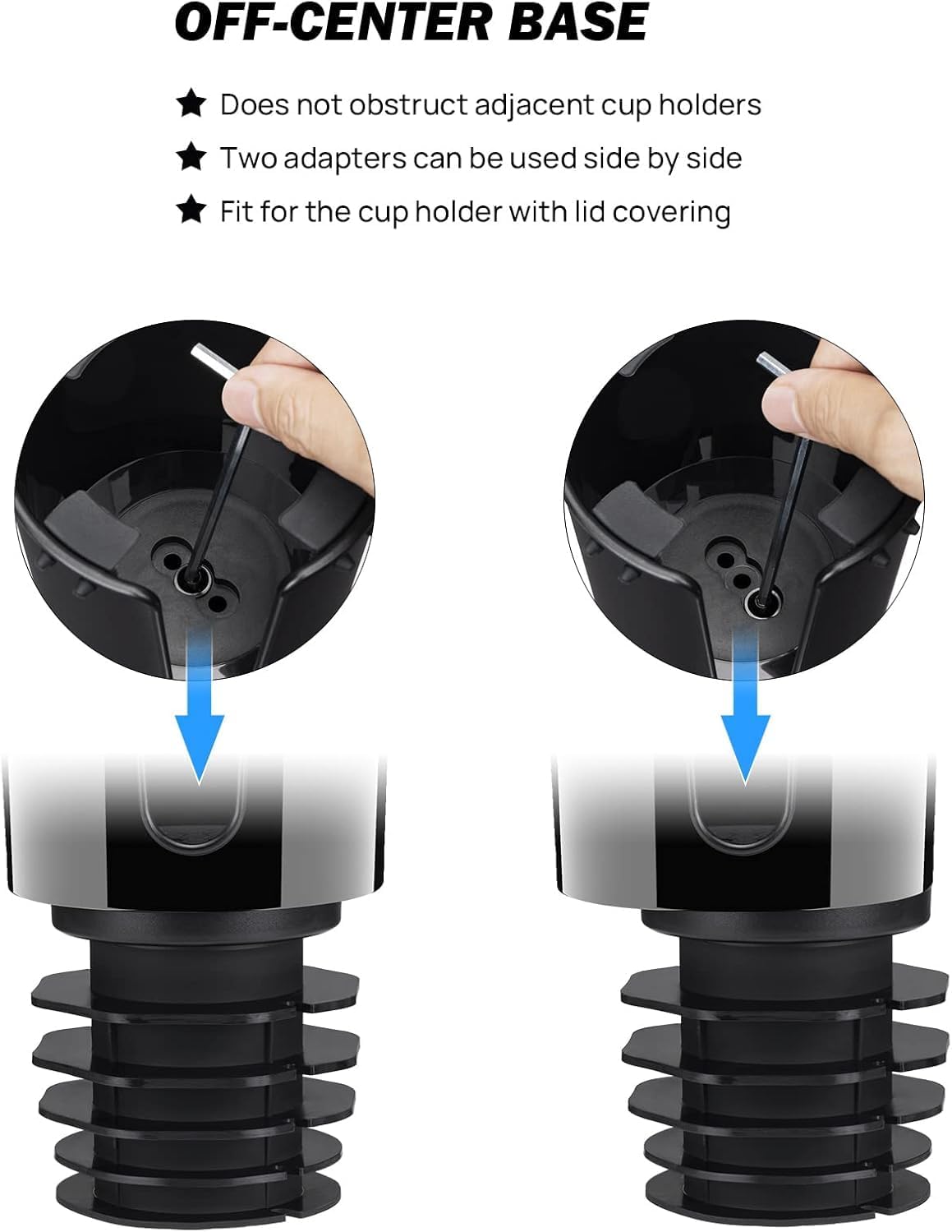 JOYTUTUS Cup Holder Expander, Expandable Insert Extender, Adapt Most Regular Cup Holder Compatible with Hydro-Flask, Yeti, Car 18-40oz (3.4-3.8 Inch), Nalgene (16 40 Oz) Large Water Bottles