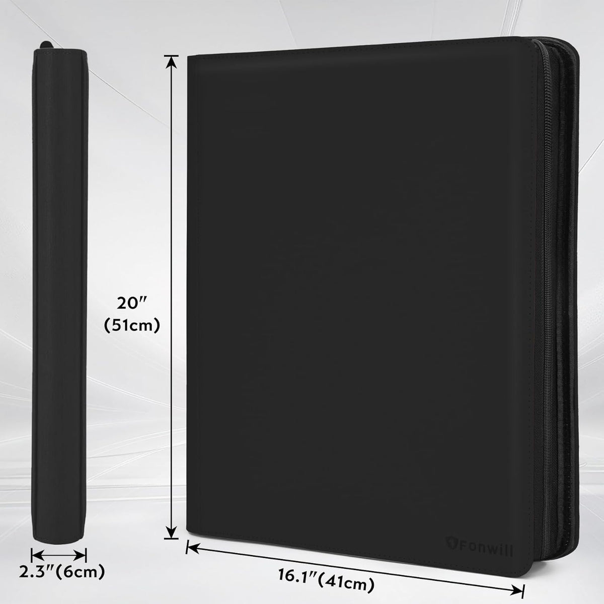 Skiennix Toploader Binder - 16 Pocket Card Holder for 3" x 4" Rigid Cards | Holds 640 Top Loaders (Black)