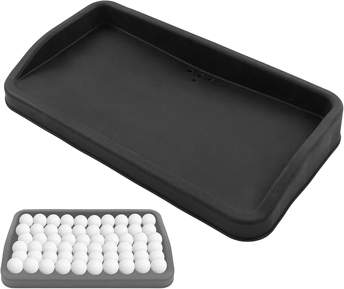 EVTSCAN Heavy Duty Rubber Golf Ball Tray, 4lb, Holds up to 100 Practice Balls, Compatible with All Hitting Mats, Range Ball Tray, Won’t Blow Away