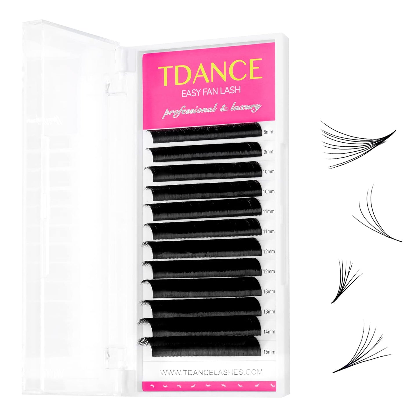 Tdance Easy Fan Lash Extension L Curl Eyelash Extensions Thickness 0.12Mm Mix 8-15Mm Easy Fan Volume Lash Extensions Self Fannin