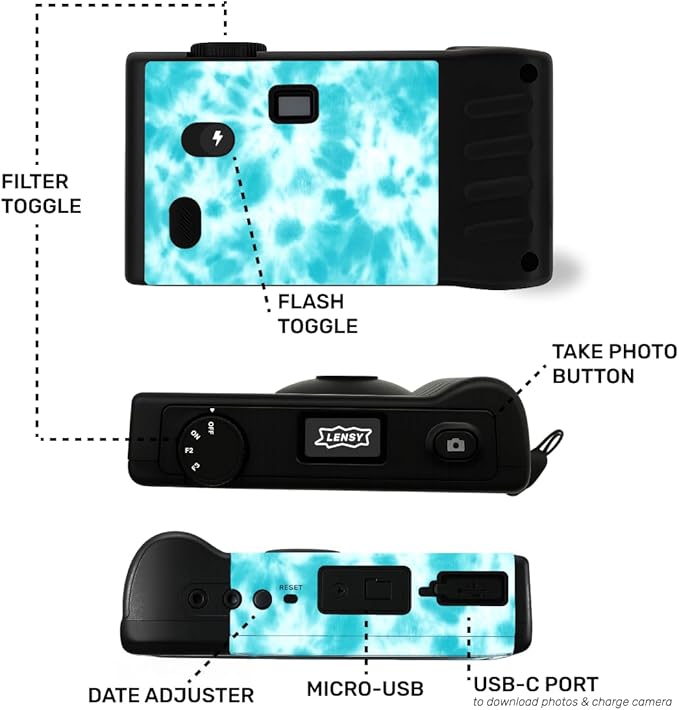 LENSY Screen Free Digital Camera | Four Built in Filters | Rechargeable