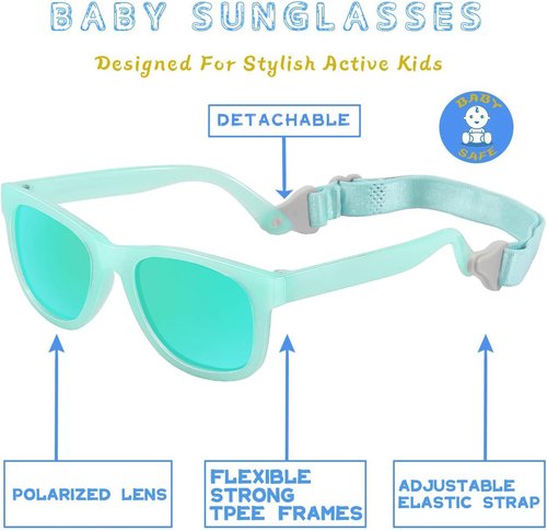 MAXJULI Baby Sunglasses - Safe & Soft Design with Adjustable Strap | BPA-Free for 0-24 Months