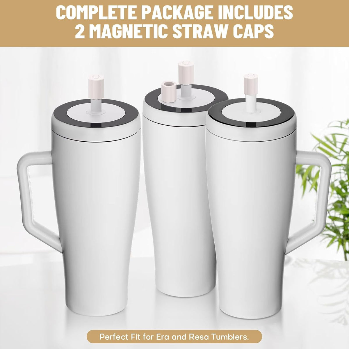 Skiennix Magnetic Straw Cover - Silicone Leakproof Protector for Tumblers | 2 Pack, Compatible with Era/Resa