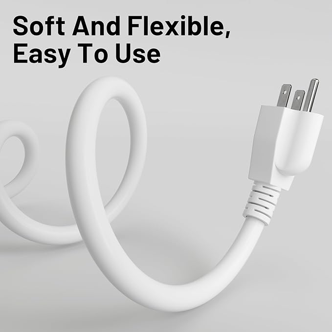 16/3 White Indoor Outdoor Extension Cord 6 Ft 2 Pack Waterproof, Extension Cord with 3 Prong Grounded Plug,13A 1625W 16AWG SJTW, Flexible Weatherproof Power Cable